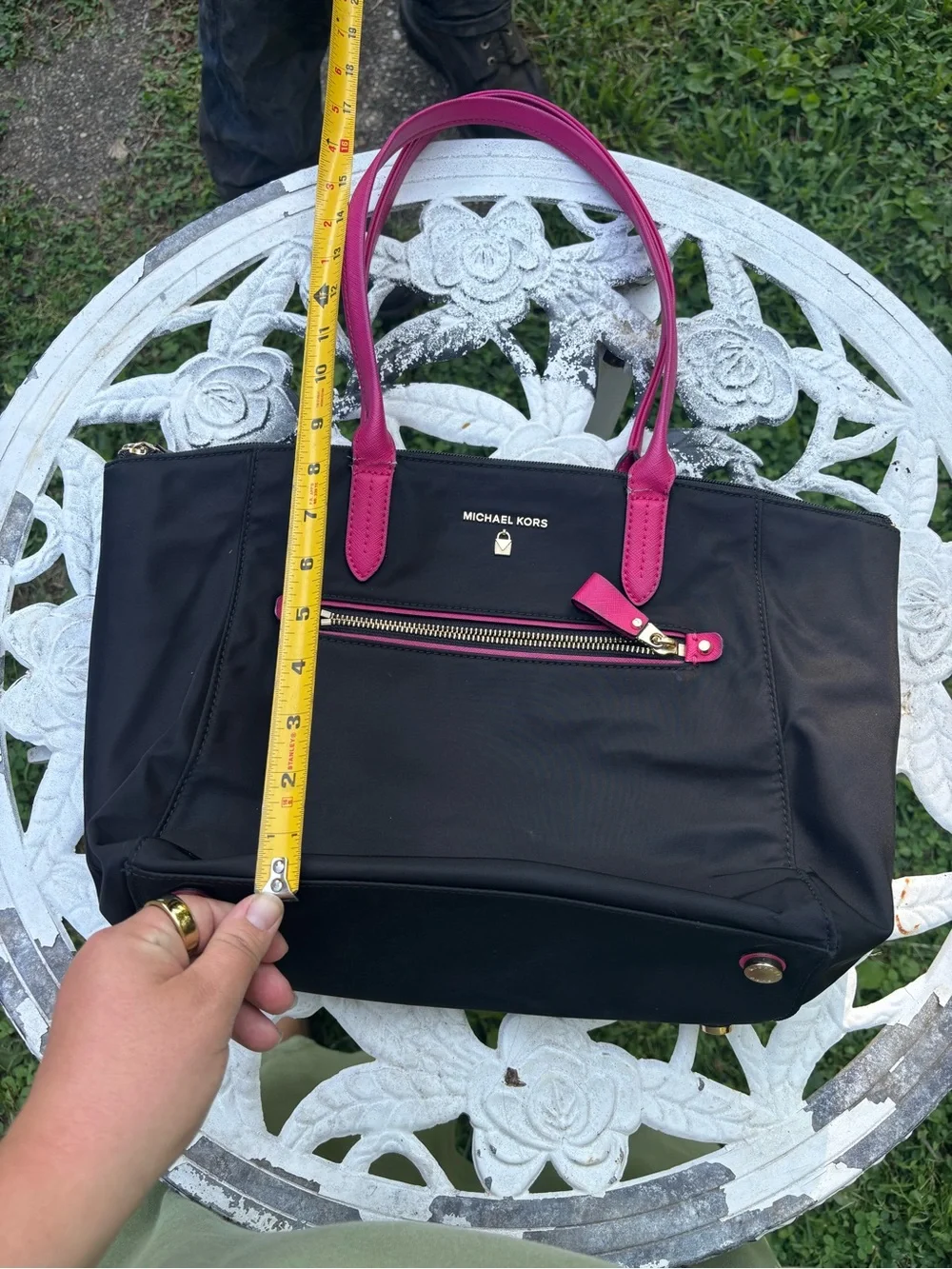 Michael Kors Black Medium Tote with Hot Pink Handles